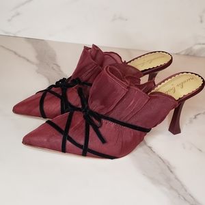 New Antonio Melani x Nicola Bathie Sophia Chiffon Velvet Bow Dress Mules